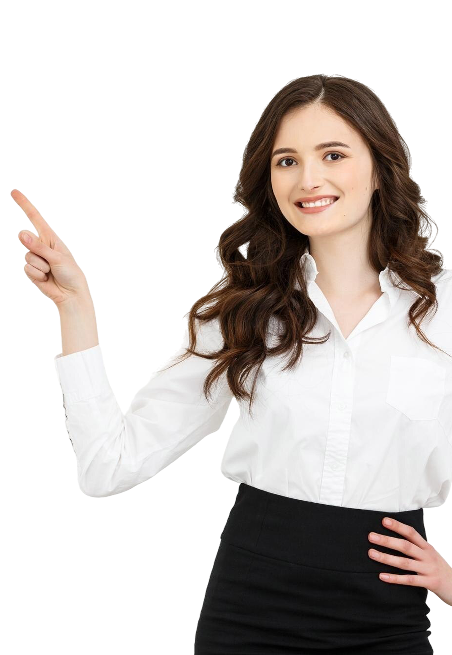 Professional woman pointing at growth statistics